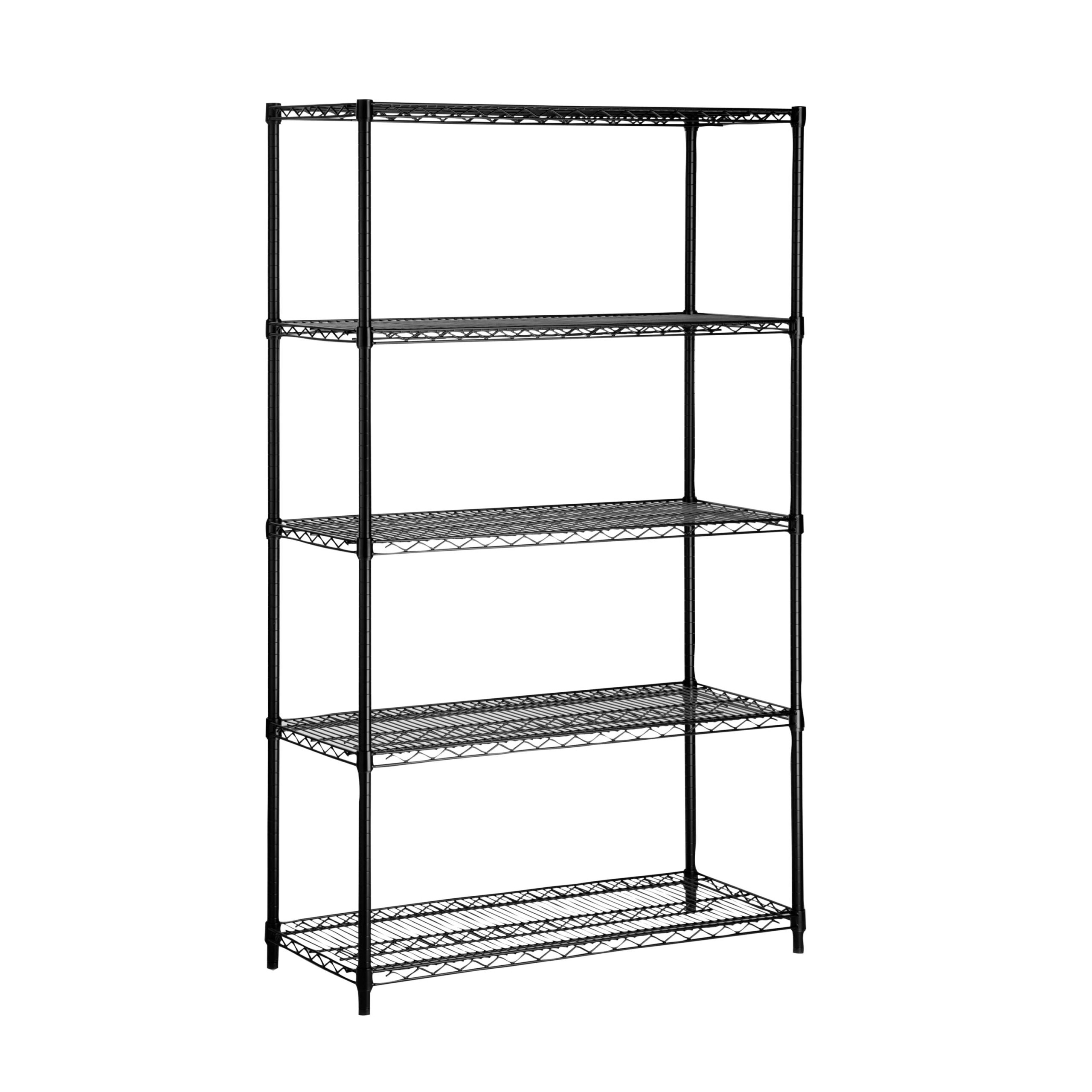 Honey-Can-Do 5-Tier Heavy-Duty Adjustable Shelving Unit With 800-lb Per Shelf Capacity. Black.Shelves & Shelf Units Black.Steel