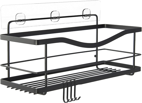 KINCMAX Shower Caddy Basket Shelf with Hooks. Caddy Organizer Basket Steel