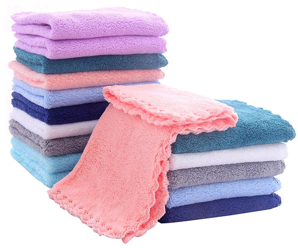 16 Pack Baby Washcloths - Luxury Multicolor Coral Fleece - Extra Absorbent