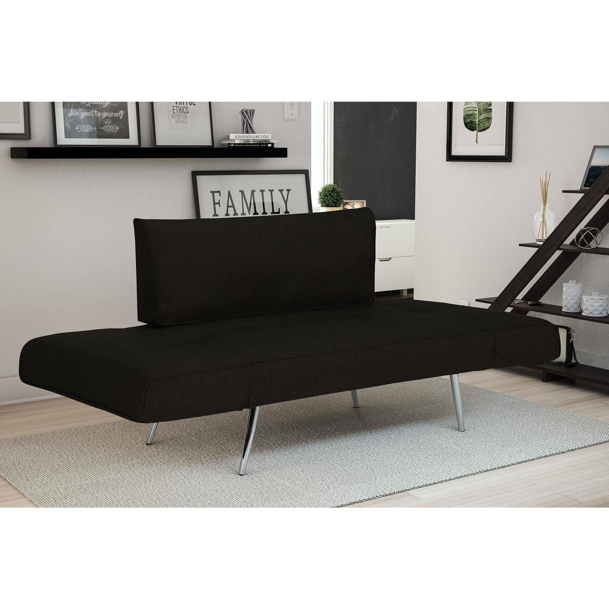 DHP Euro Futon with Magazine Storage. Black