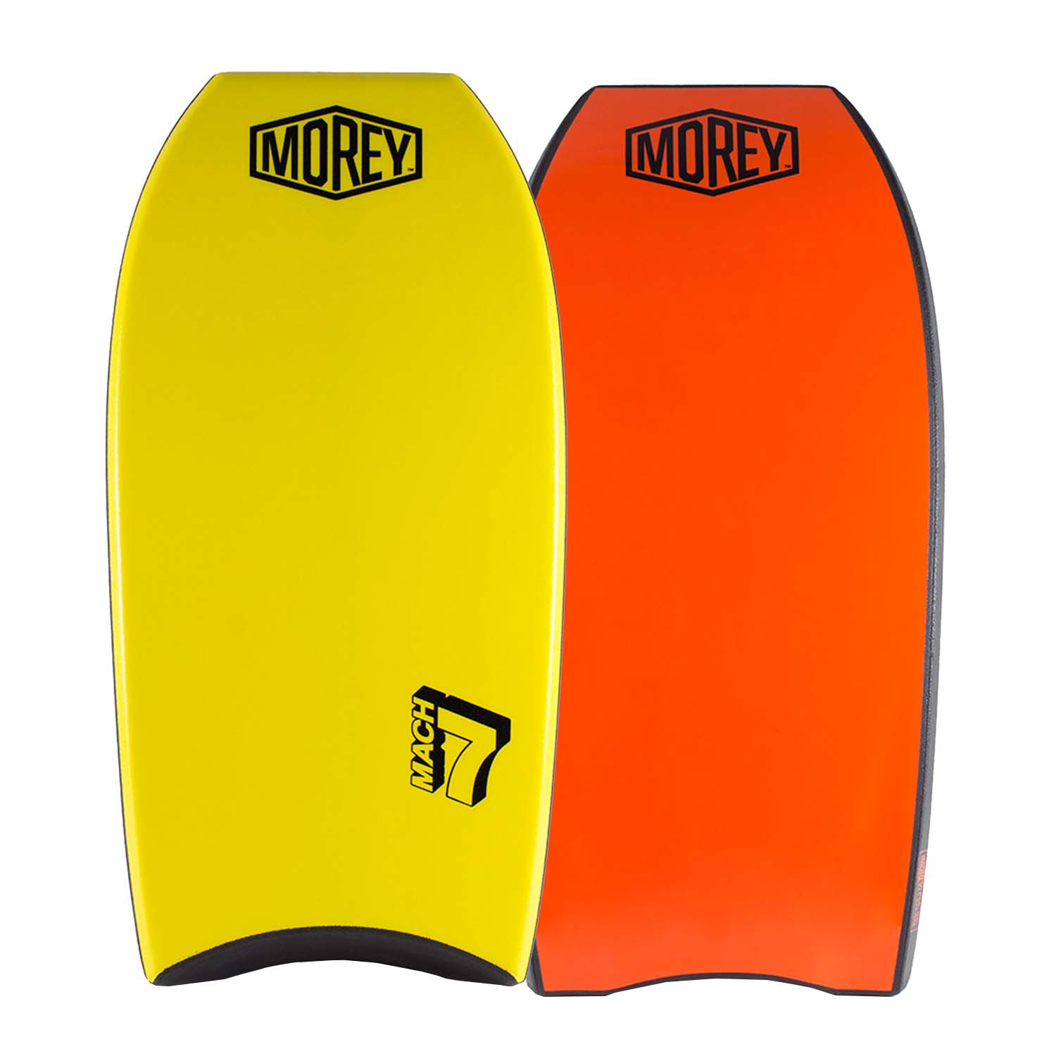 Morey Mach 7 Elite 42 Inch Bodyboard - PE Core. TC8 Deck. HDPE Slick. Single Power Rod Stringer. Crescent Tail. with Channels