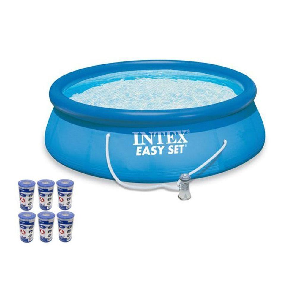 Intex 26167EH + 6 x 29000E 15 ft. x 48 in. Easy Set Swimming Pool Kit with 1000 GPH GFCI Filter Pump