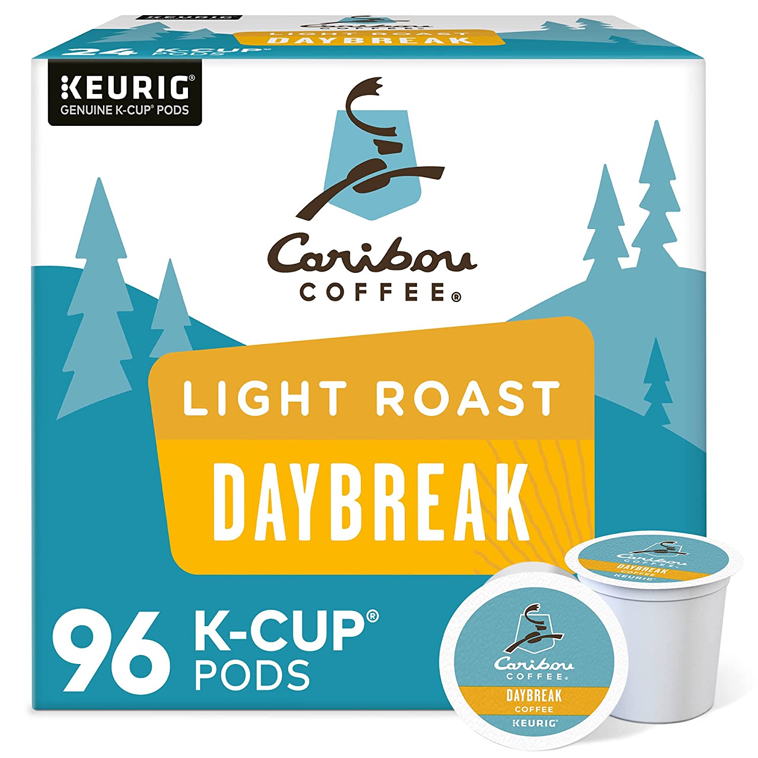 Caribou Coffee Daybreak Morning Blend. Single-Serve Keurig K-Cup Pods. Light Roast Coffee. 24 Count (Pack of 4)