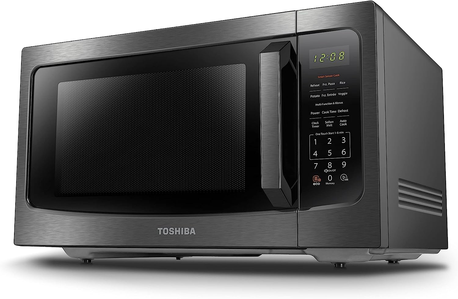 TOSHIBA ML-EM45P(BS) Countertop Microwave Oven with Smart Sensor and Position Memory Turntable. Memory Function. 1.6 Cu.ft with 13.6″ Removable Turntable. Black Stainless Steel. 1200W