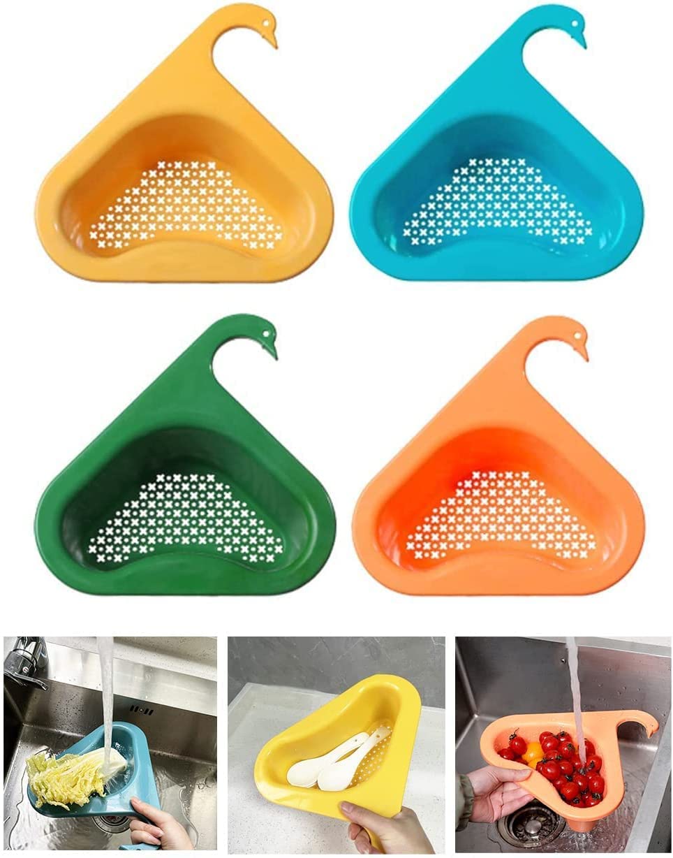 4 PCS Swan Drain Basket for Kitchen Sink. Kitchen Sink Strainer. Multifunctional Kitchen Triangle Sink Filter. Kitchen Sink Accessories(Large Size)