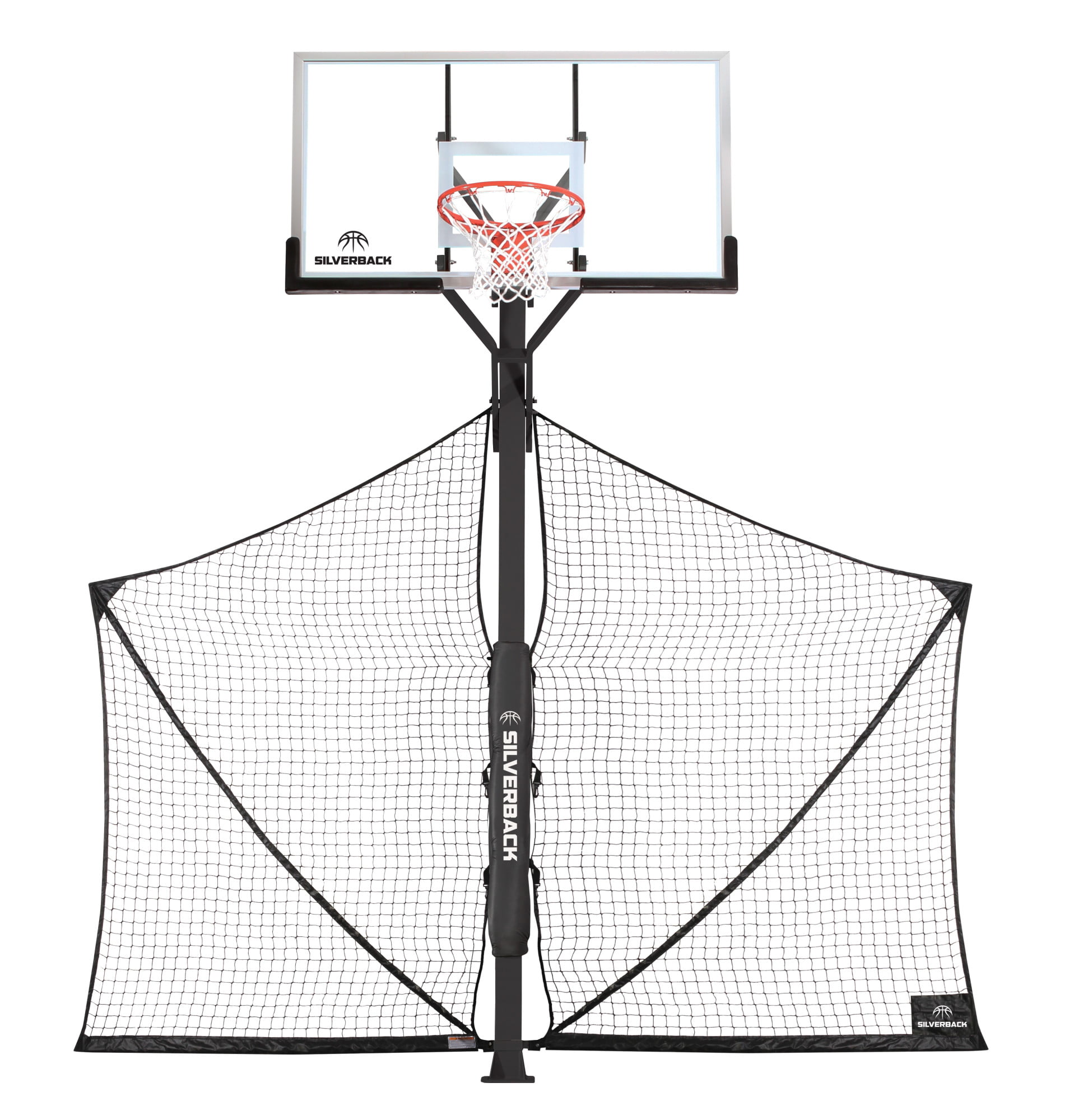 Silverback Basketball Yard Guard Defensive Net System Rebounder with Foldable Net and Arms into Pole