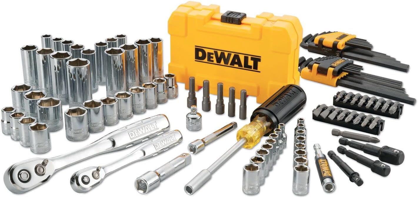 DEWALT Mechanics Tools Kit and Socket Set. 1/4″ & 3/8″ Drive. SAE. 108-Piece (DWMT73801)