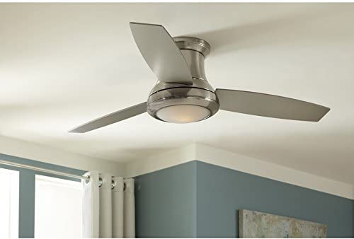 Harbor Breeze  Sailstream 52-in Brushed Nickel Indoor Flush Mount Ceiling Fan with Light Remote (3-Blade)