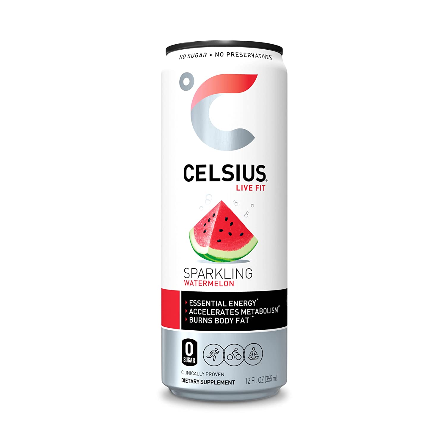 CELSIUS Essential Energy Drink 12 Fl Oz. Sparkling Watermelon (Pack of 12)