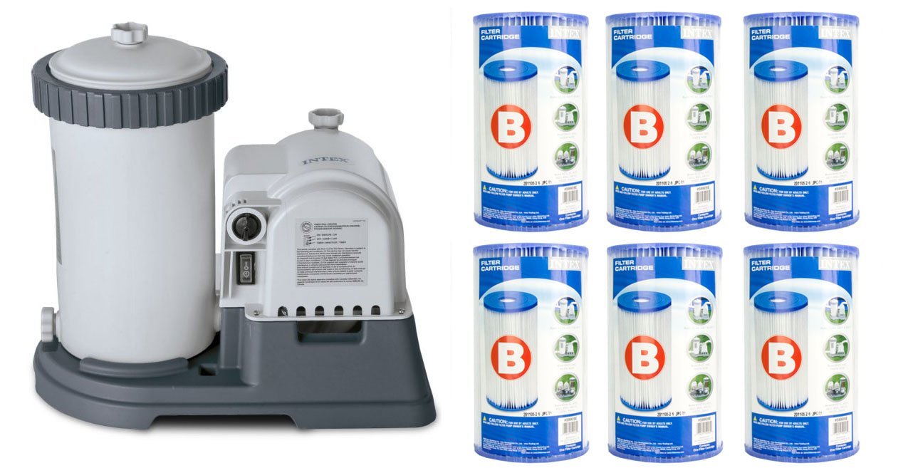INTEX 2500 GPH Krystal Clear Pool Filter Pump w/ GCFI & 6 Type B Cartridges