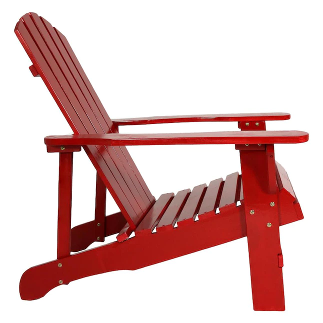 Sunnydaze Decor IEO-878 Red Wood Frame Stationary Adirondack Chair(s) with Solid Seat