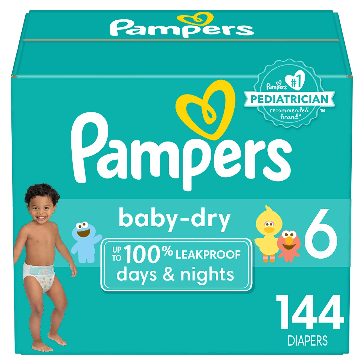 Diapers Size 6. 144 Count - Pampers Baby Dry Disposable Baby Diapers. Packaging & Prints May Vary