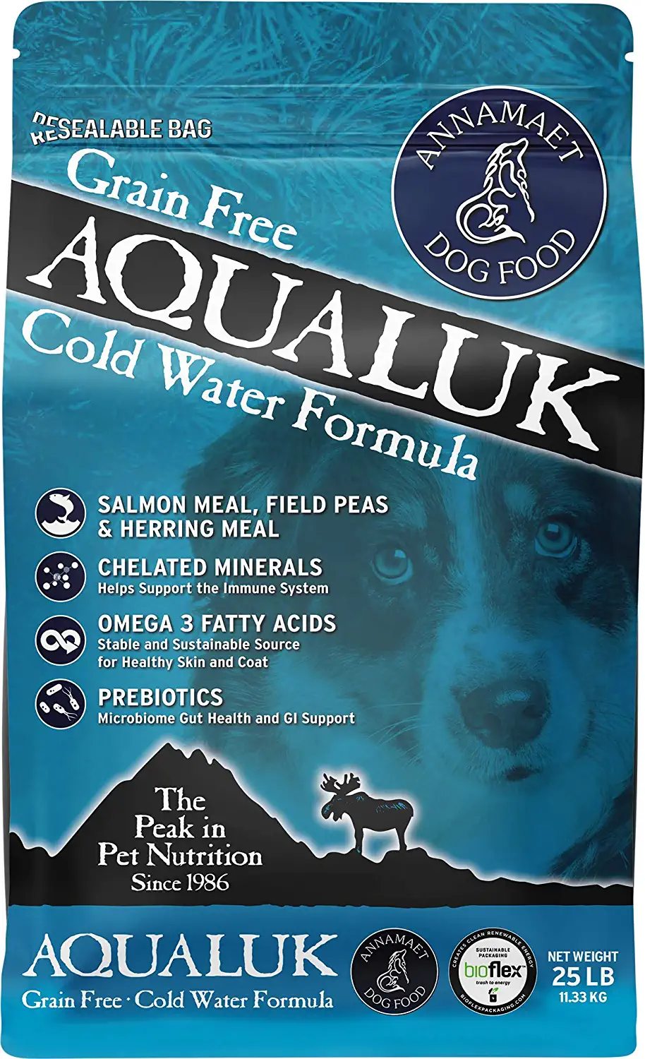 Annamaet Grain-Free Aqualuk Cold Water Fish Formula Dry Dog Food (Salmon & Herring) 25-lb Bag