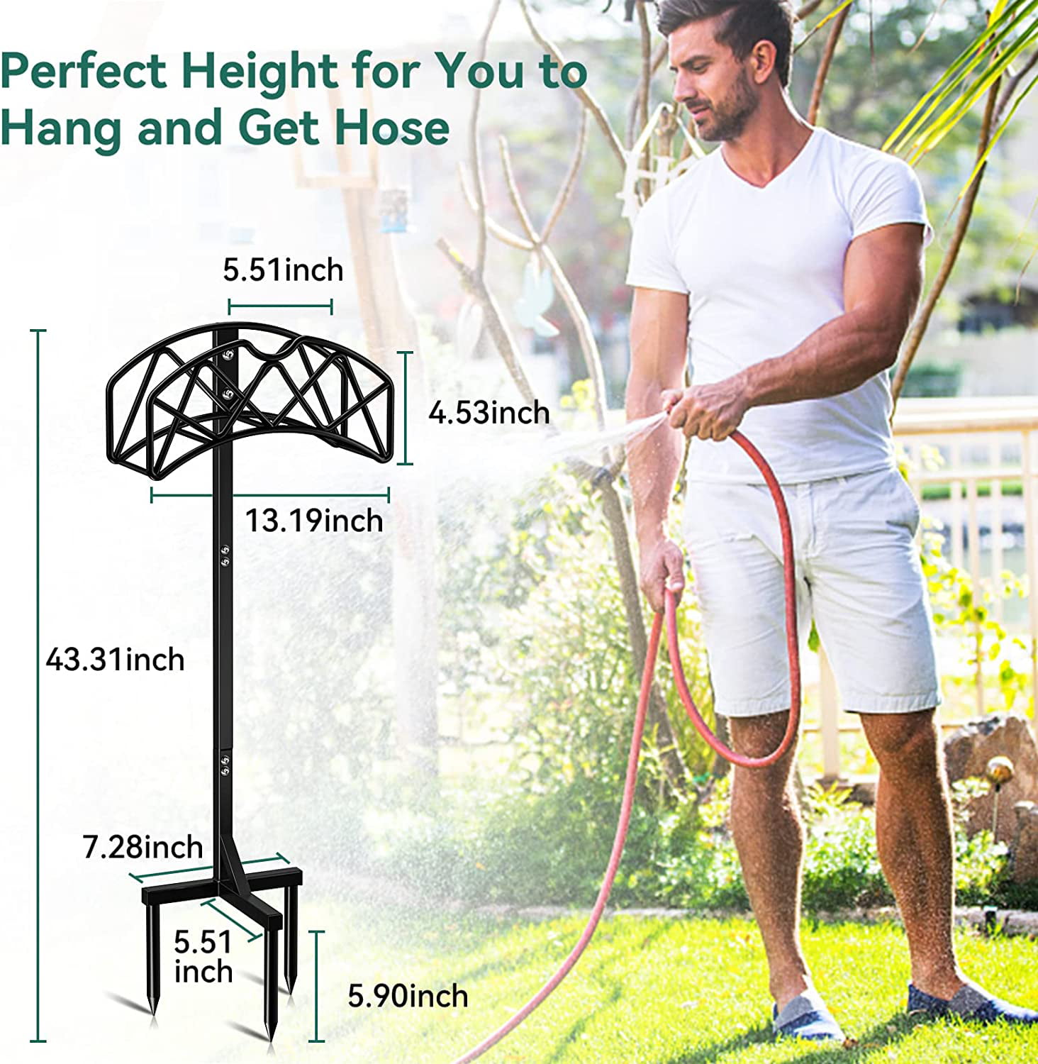 Garden Hose Holder. Freestanding Water Hose Holder. Detachable Heavy Duty Hose Reel for Outdoor