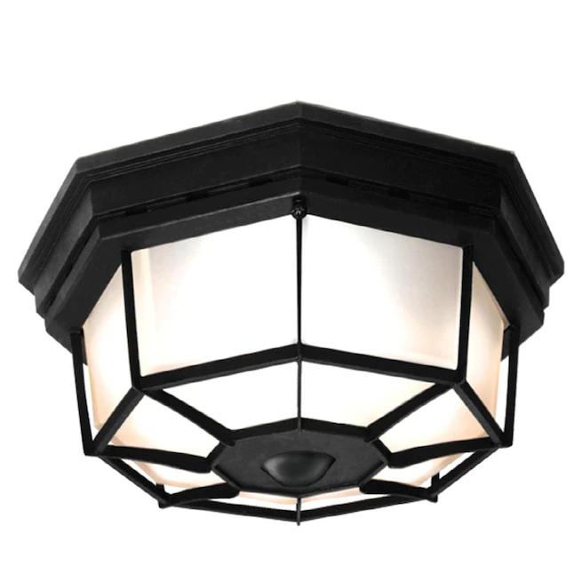 Secure Home  11.9-in W Black Outdoor Flush Mount Light