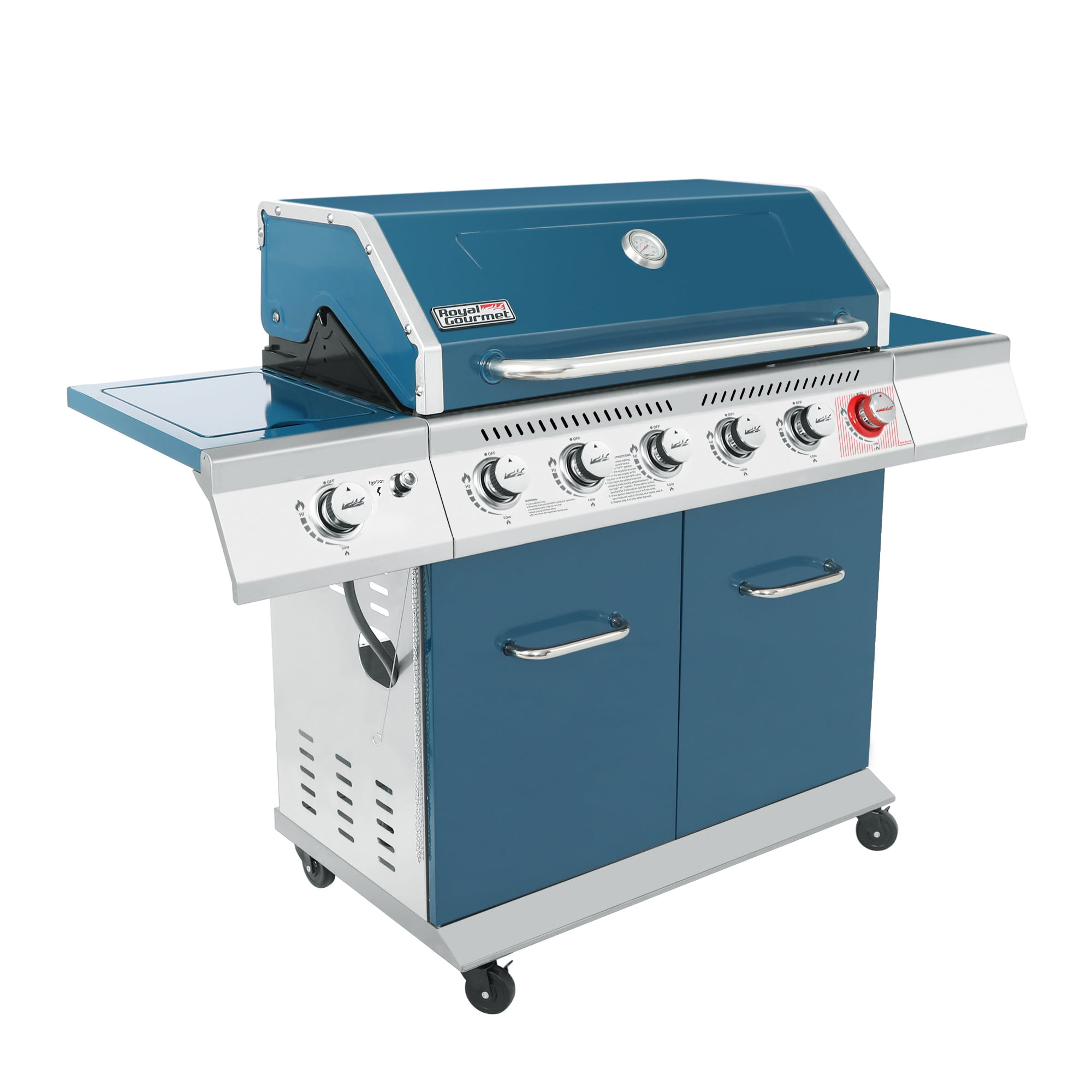 Royal Gourmet GA6402B 6-Burner BBQ Gas Grill with Sear Burner and Side Burner. 74.000 BTU