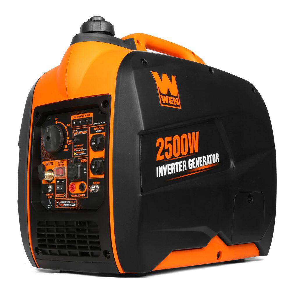 WEN DF250iX Super Quiet 2500-Watt Portable Dual Fuel Powered Inverter Generator with Recoil Start. Fuel Shut-Off and CO Sensor