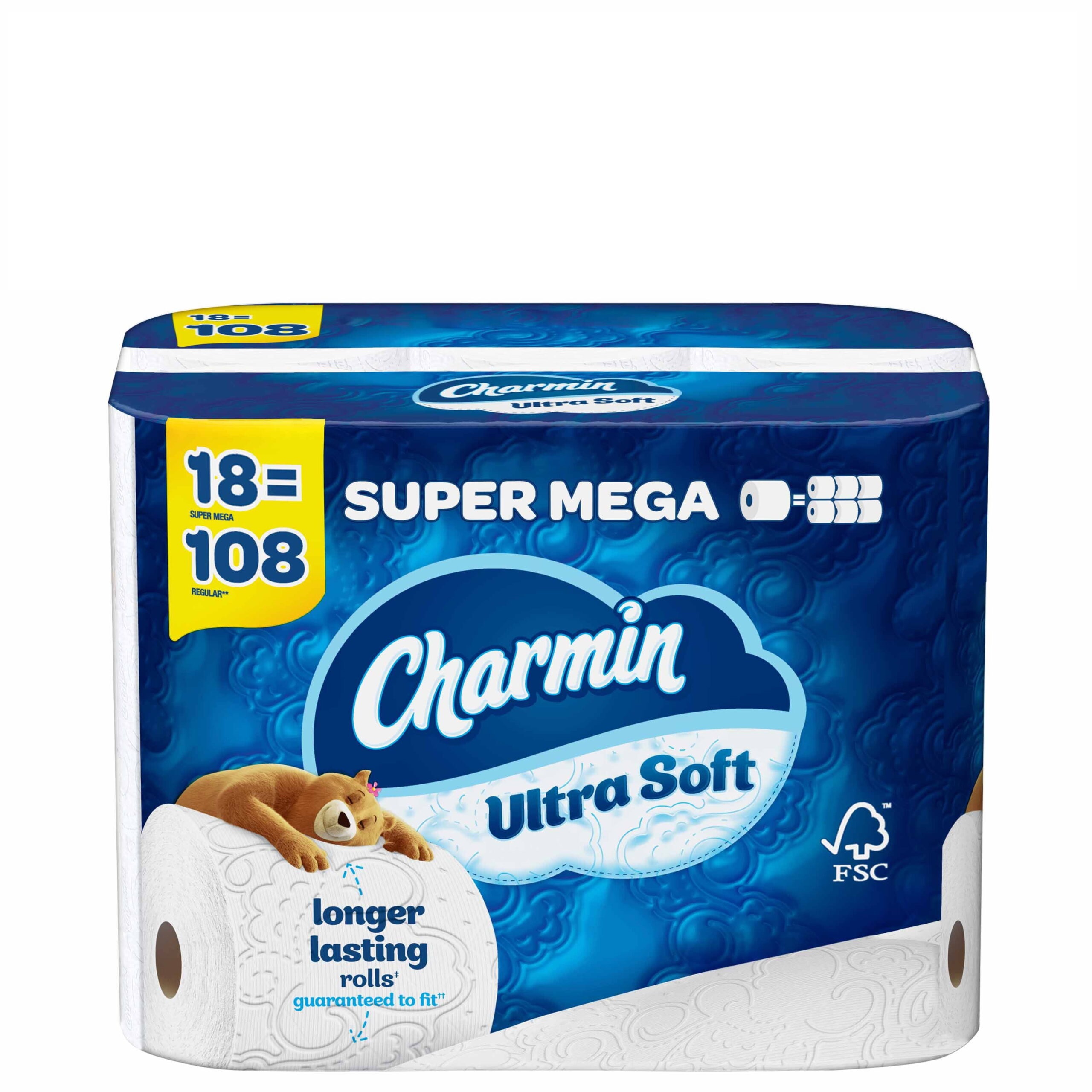 Charmin Ultra Soft Toilet Paper Super Mega Roll. 366 Sheets Per Roll. 18 Count