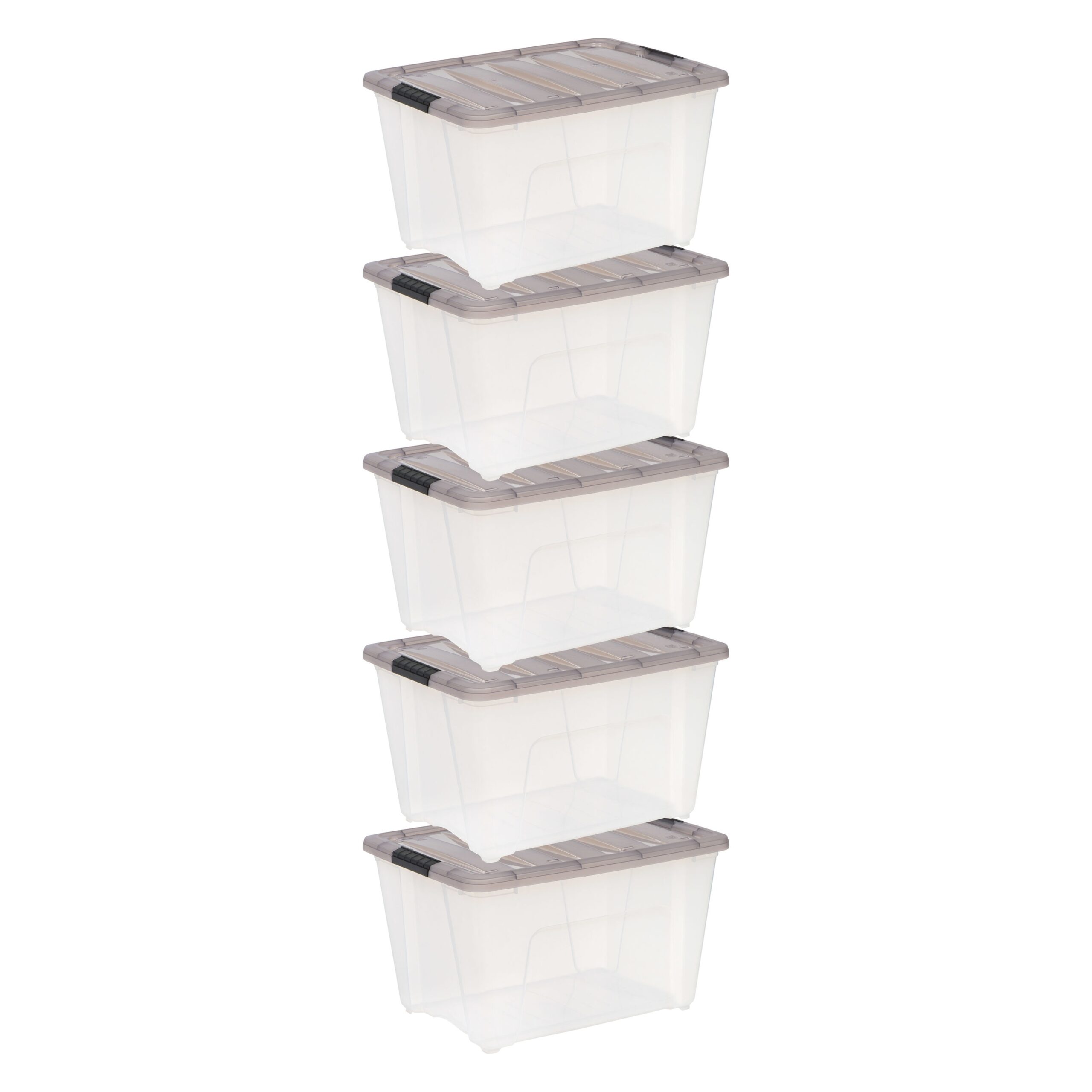IRIS 5-Pack Stack and Pull Large 13-Gallons (53-Quart) Gray Tote with Latching Lid