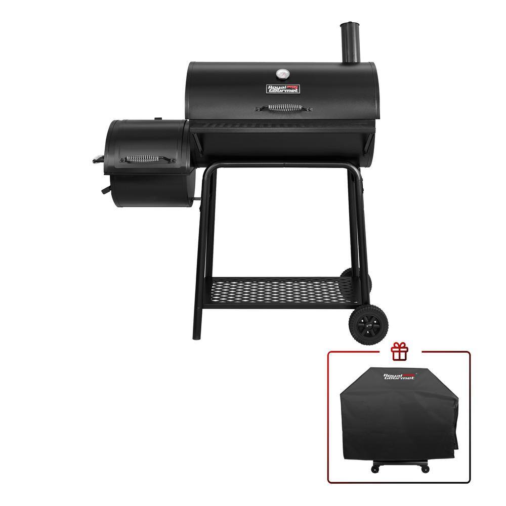 Royal Gourmet CC1830FC Charcoal Grill with Offset Smoker in Black Plus A Cover