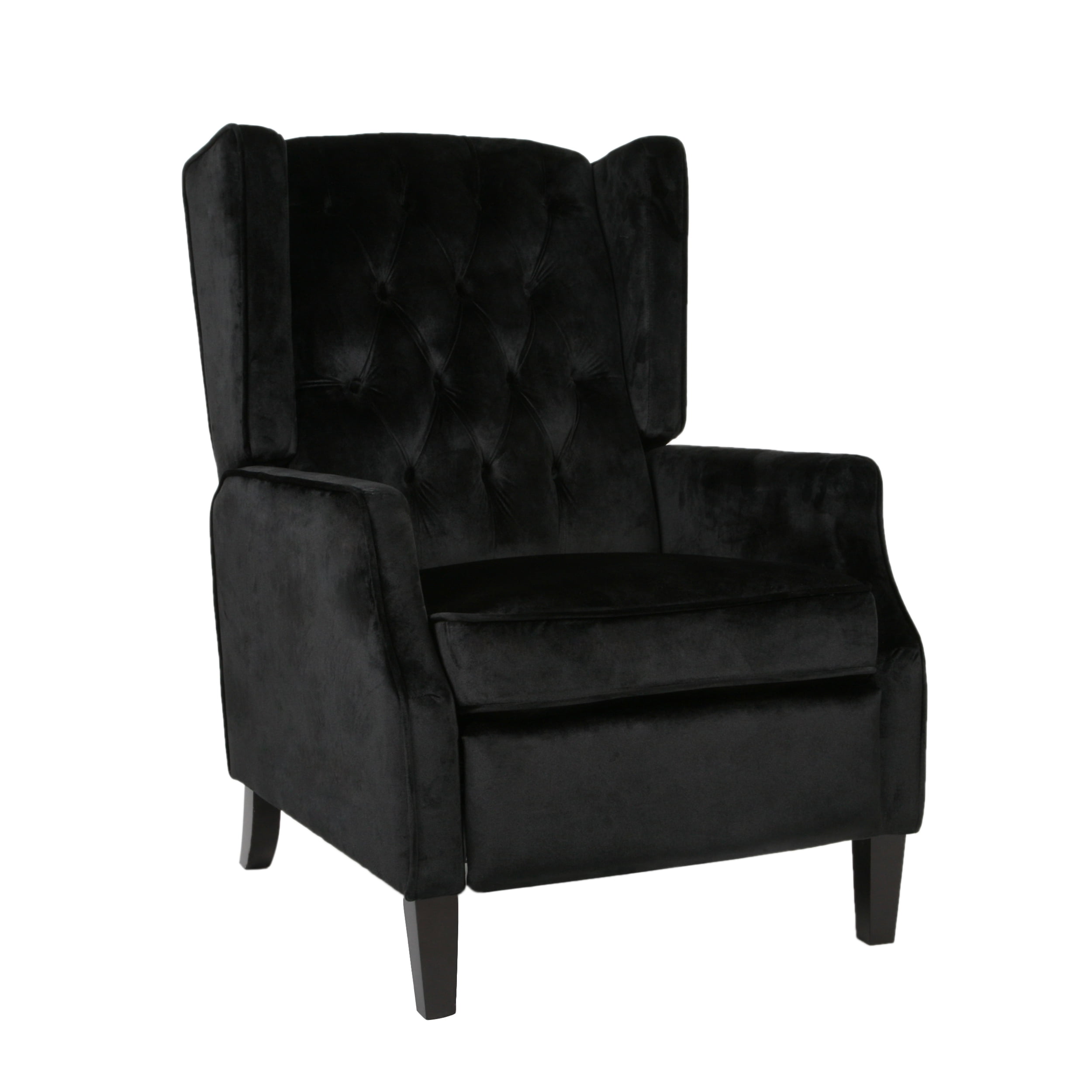 Noble House Zakyiah Standard Velvet Wingback Recliner. Black