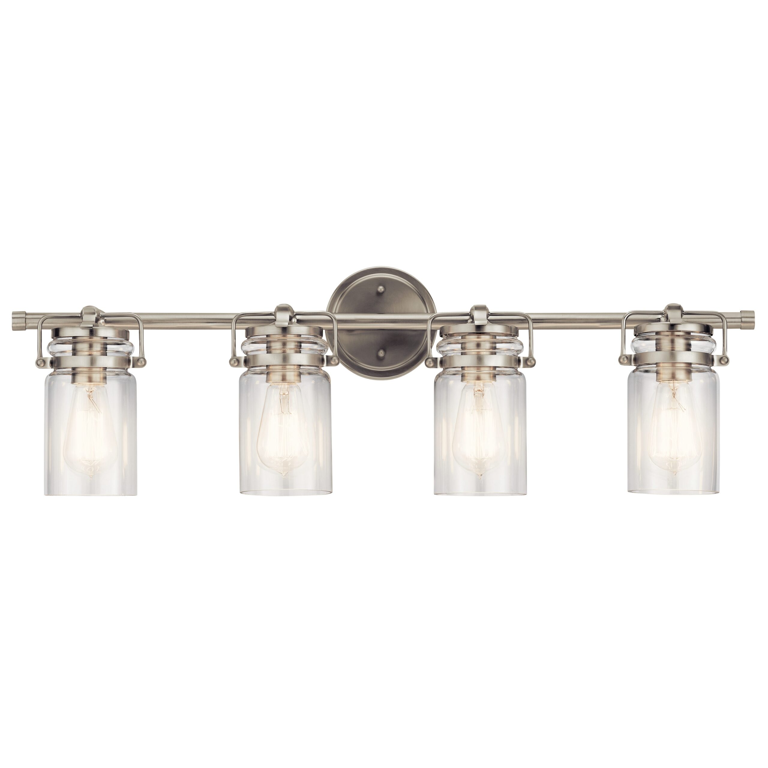 Kichler 5690NI Brinley 32.25-in 4-Light Brushed Nickel Farmhouse Vanity Light