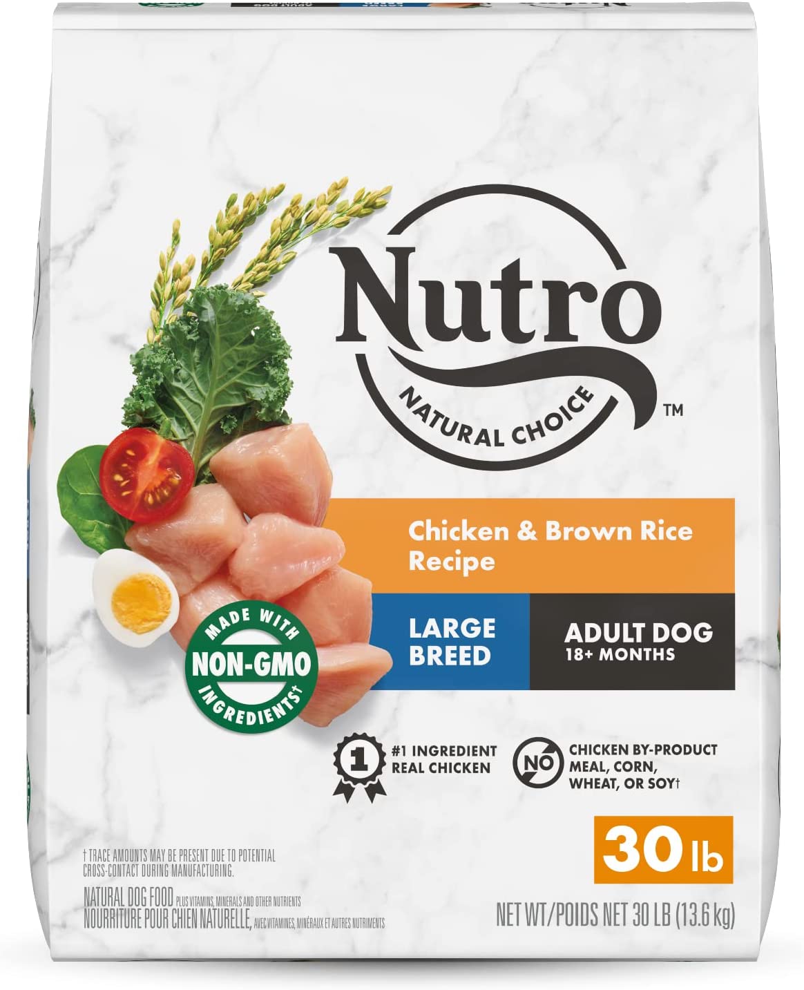 NUTRO NATURAL CHOICE Large Breed Adult Dry Dog Food Chicken & Brown Rice Recipe 30 Pound (Pack of 1)