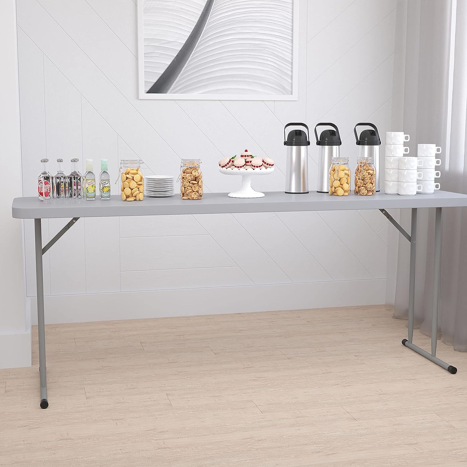 Flash Furniture Kathryn 6-Foot Gray Plastic Folding Training Table. Grey