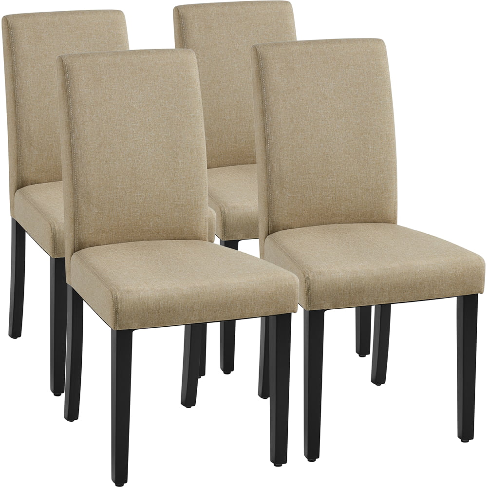 SMILE MART 4pcs Fabric Upholstered Parson Dining Chairs for Home. Khaki