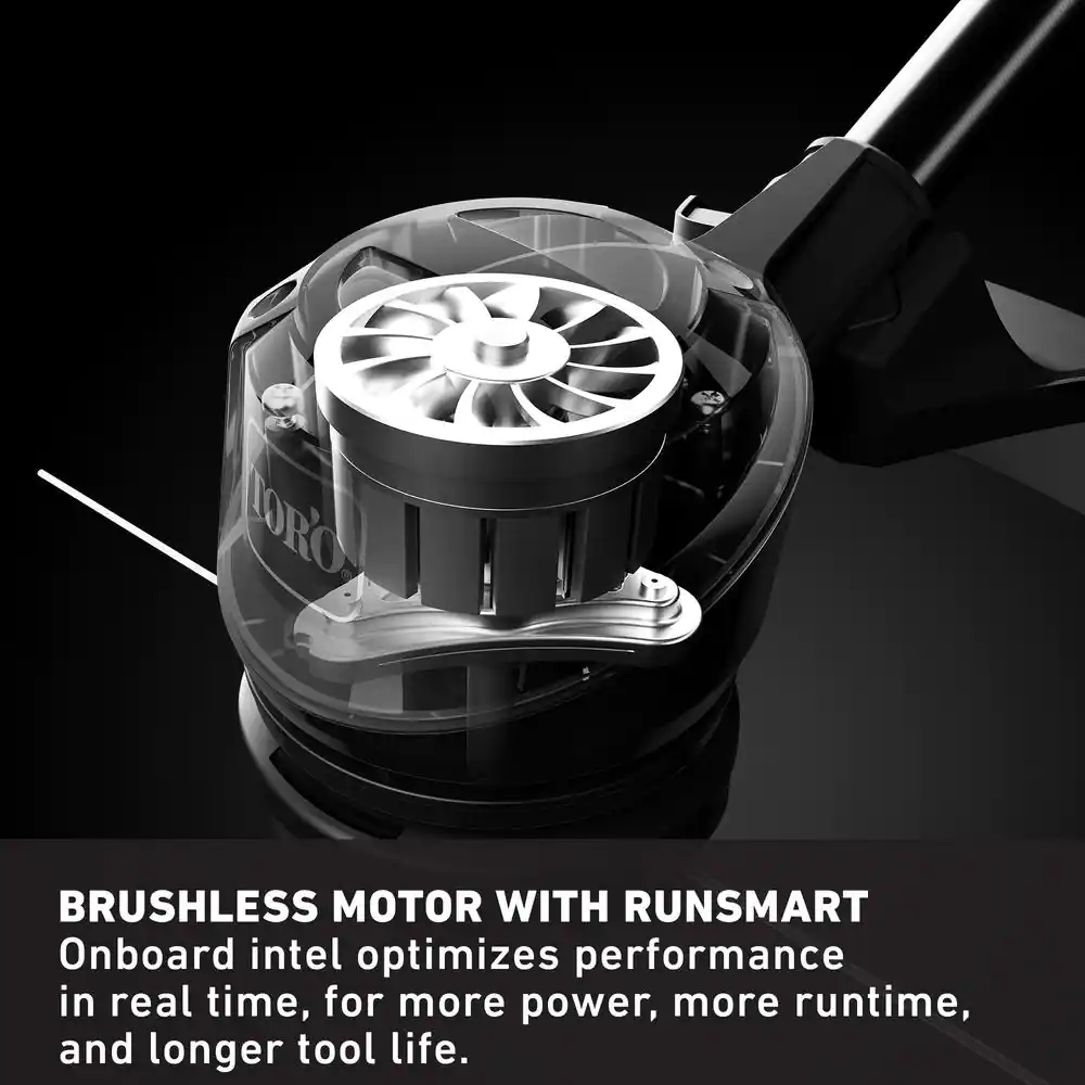 Toro 51831 60V Max Lithium-Ion Brushless Cordless 15 in. / 13 in. String Trimmer - 2.0 Ah Battery and Charger Included