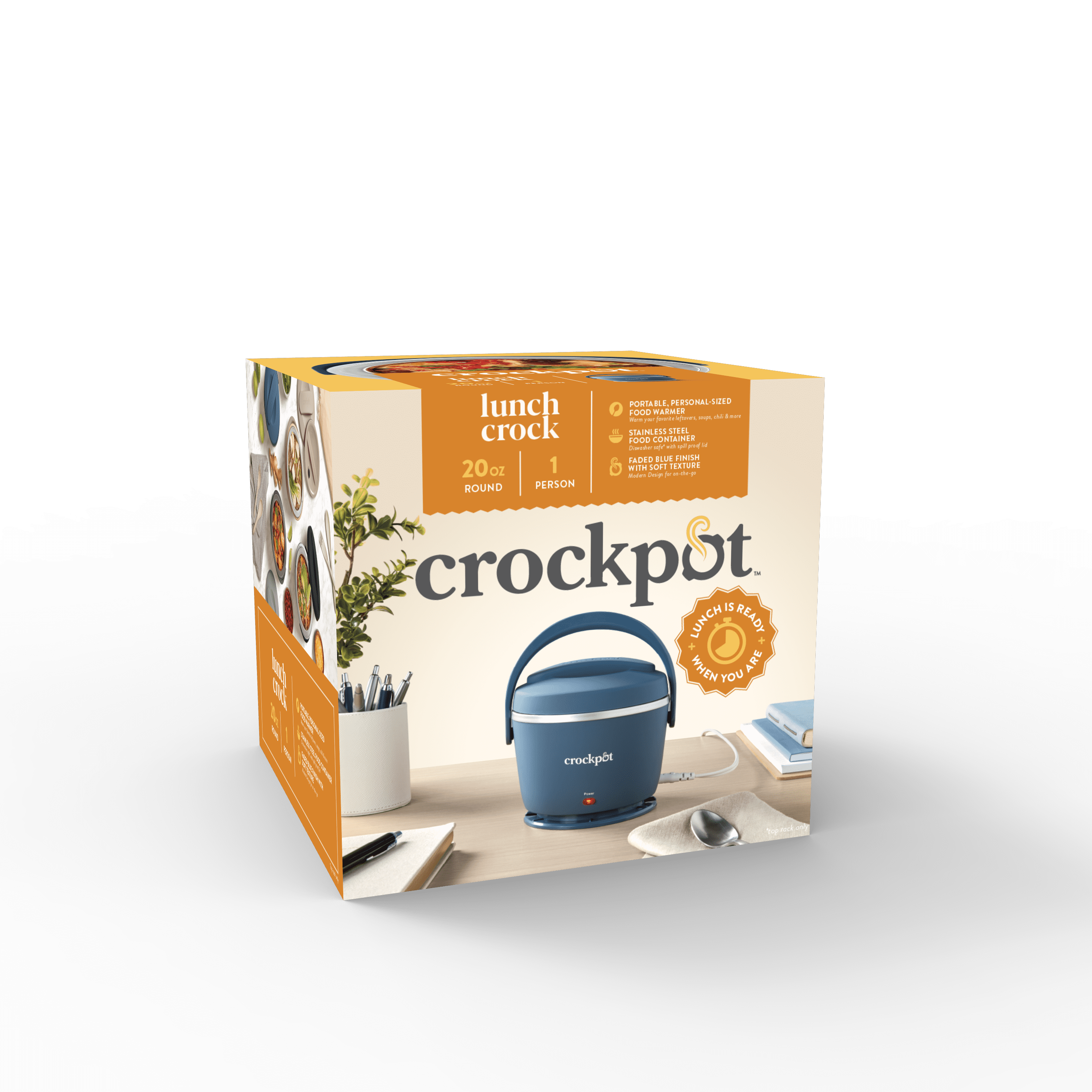 Crockpot Electric Lunch Box. Portable Food Warmer. 20-Ounce. Faded Blue