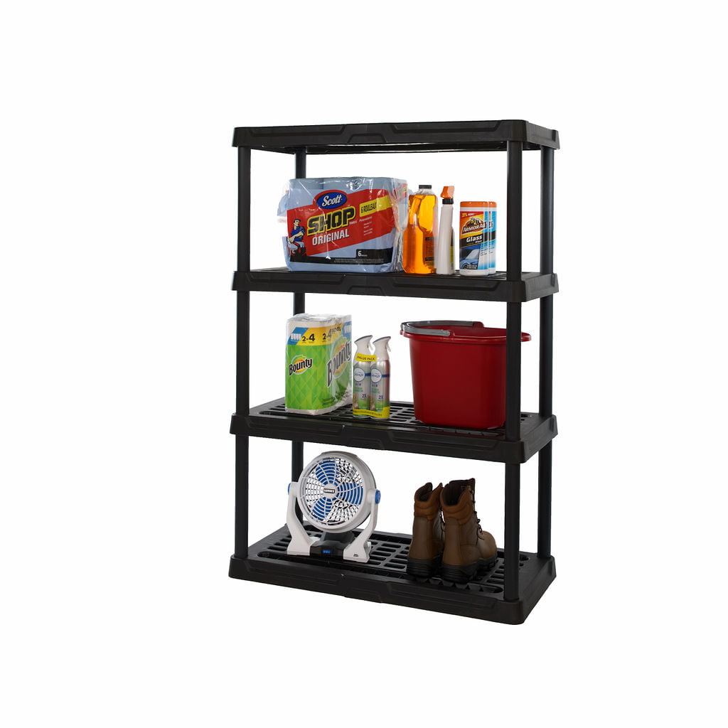 HART 4-Tier 18″x36″x53″ Heavy-Duty Ventilated Plastic Storage Shelf Unit. 600 lbs. Capacity