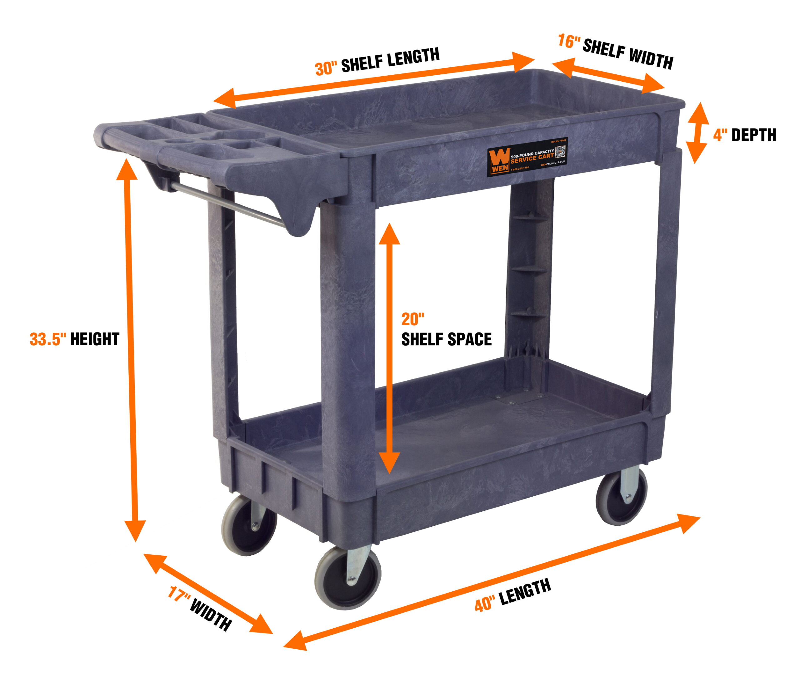 WEN Products 500 - Pound Capacity 40 by 17 - Inch Service Utility Cart