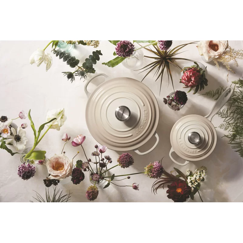 Le Creuset Enameled Cast Iron Signature Saucepan. 1.75 qt.. Meringue LS2518-16716SS