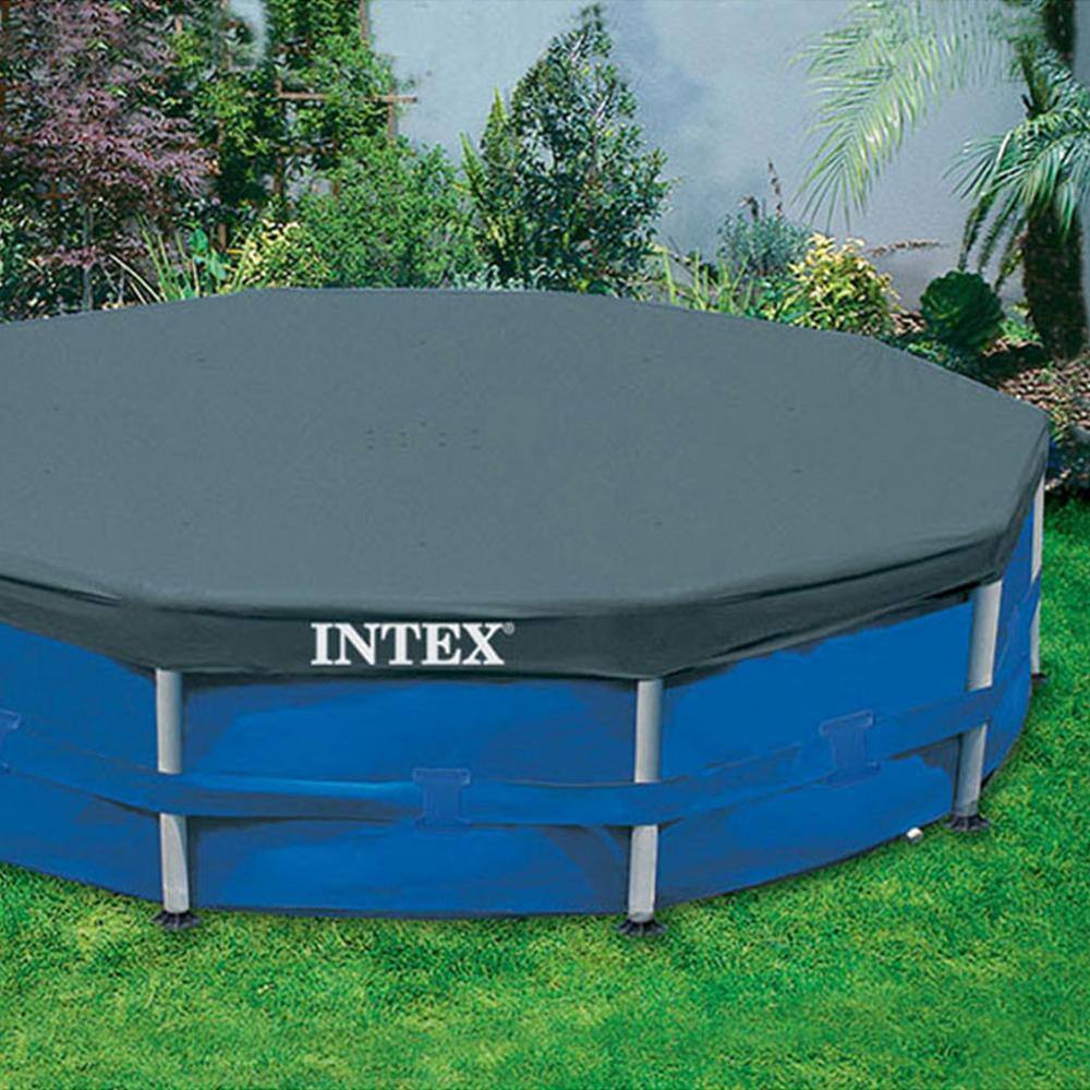 Intex 28201EH + 28030E 10 ft. Round 30 in. Deep Metal Frame Above Ground Swimming Pool Set with Filter and Debris Cover