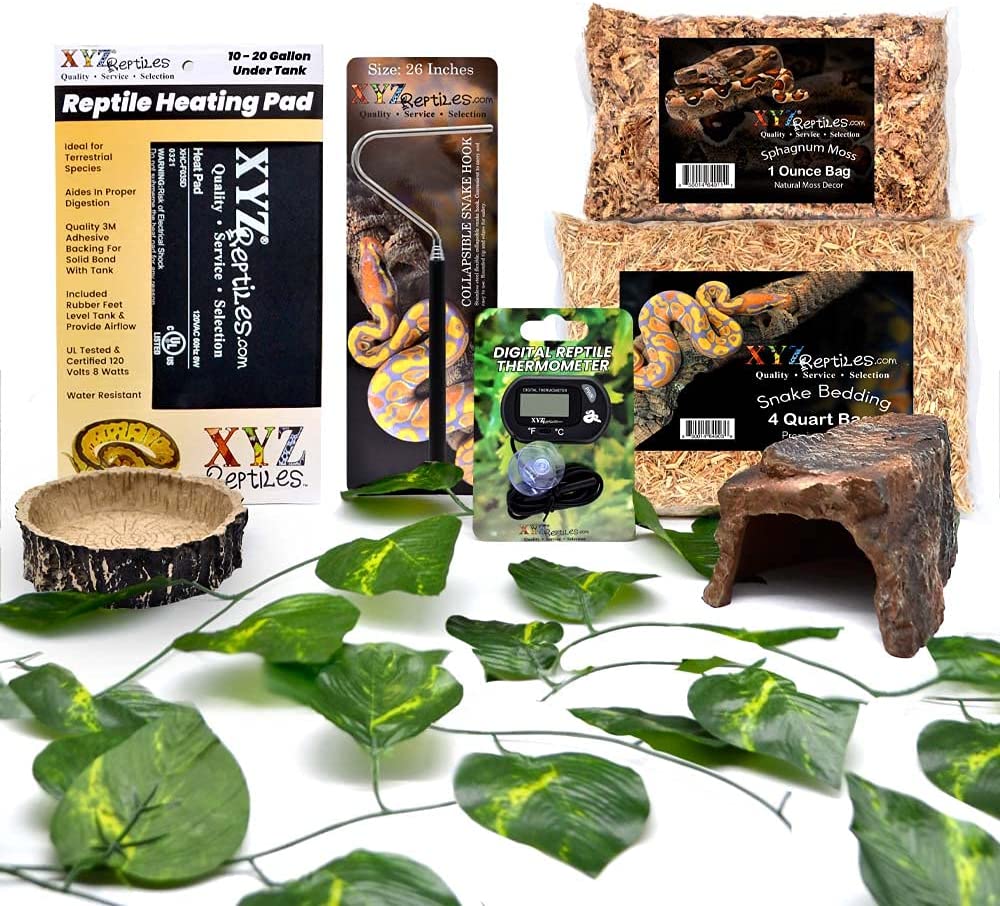 XYZReptiles Ball Python Snake Habitat 10 Gallon Terrarium Starter Kit