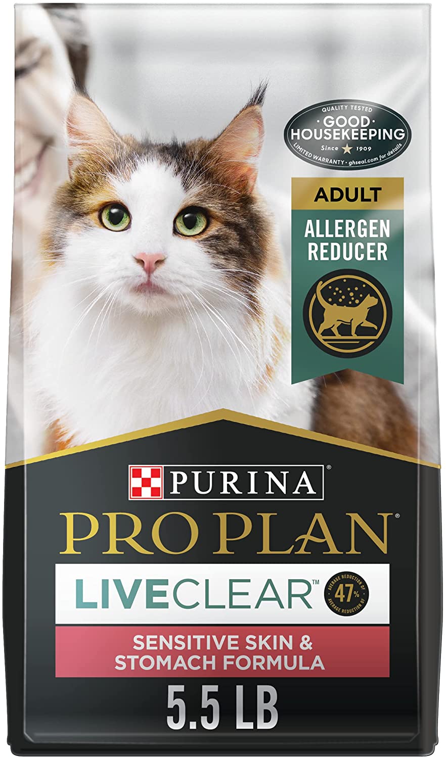 Purina Pro Plan Allergen Reducing. High Protein Dry Cat Food. LIVECLEAR Turkey and Oatmeal Formula - 5.5 lb. Bag