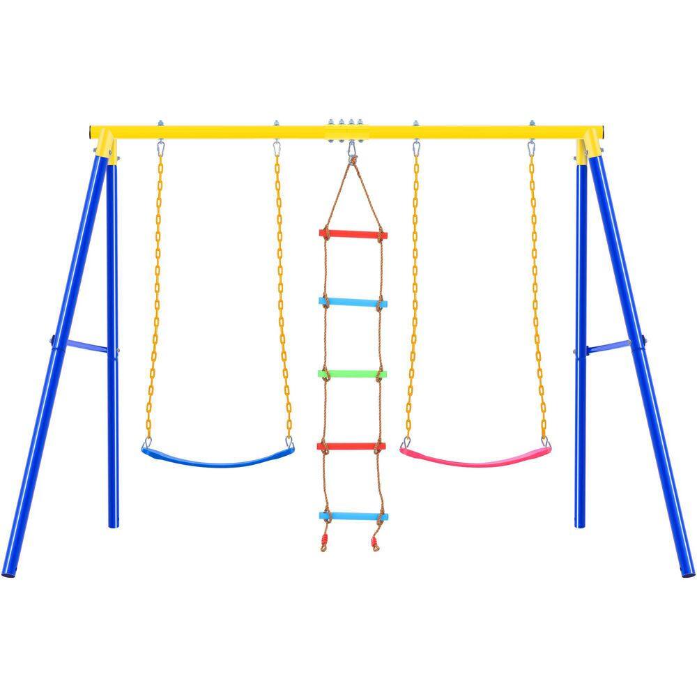 TIRAMISUBEST MSXY296181AAA 3 in 1 Outdoor Swing Set with Climbing Ladder for Kids
