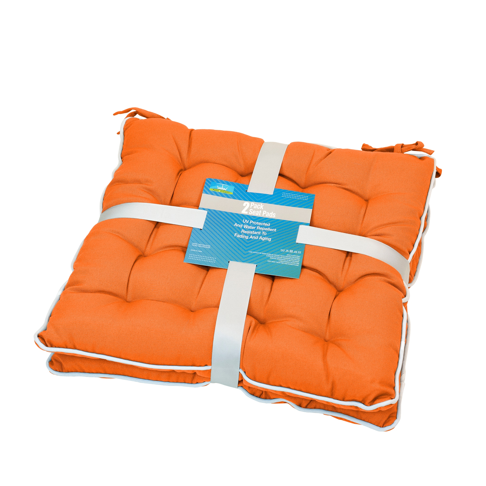 Patio Premier 16-in x 16-in 2-Piece Orange Patio Chair Cushion
