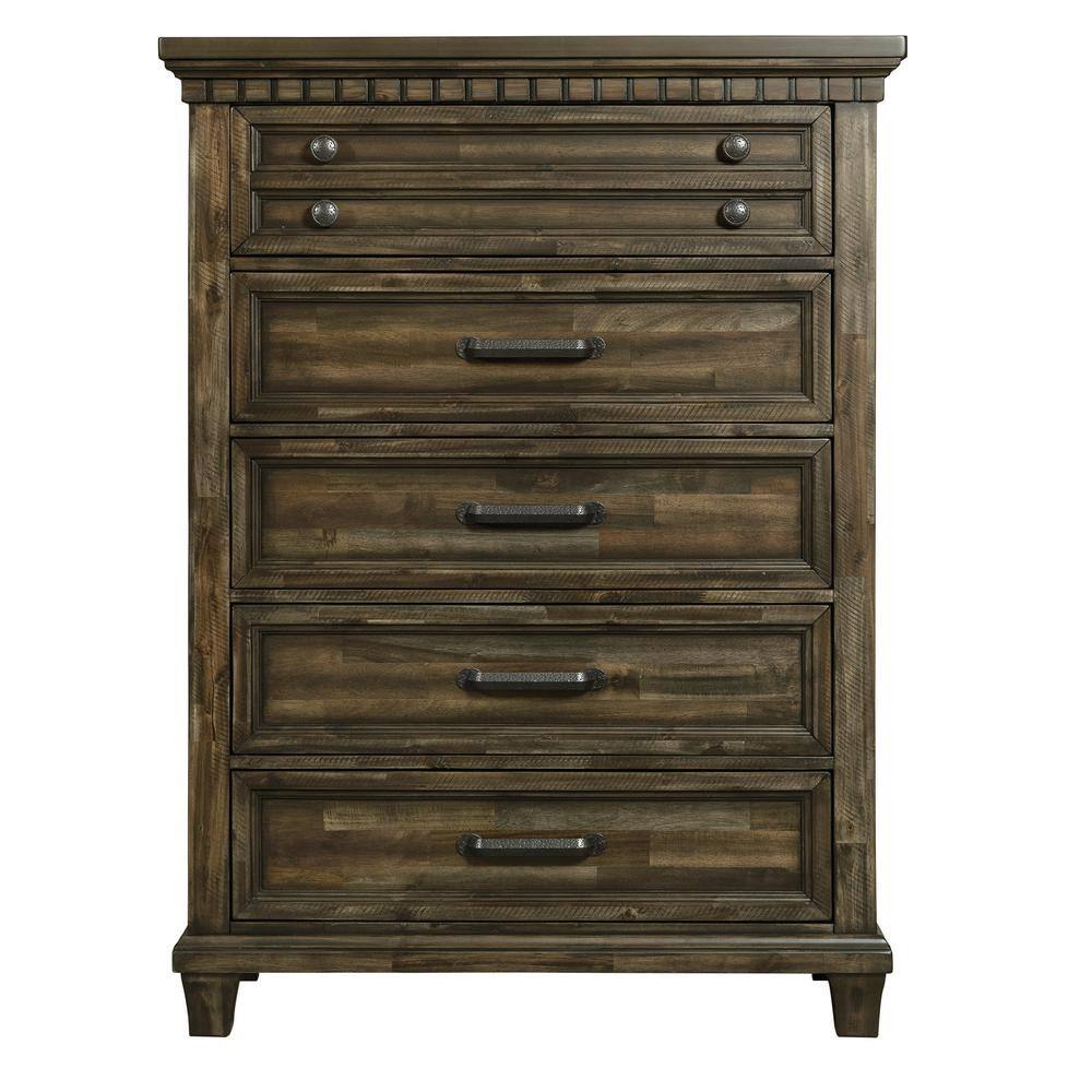 Unbranded  Johnny 5-Drawer Smokey Walnut Chest of Drawers