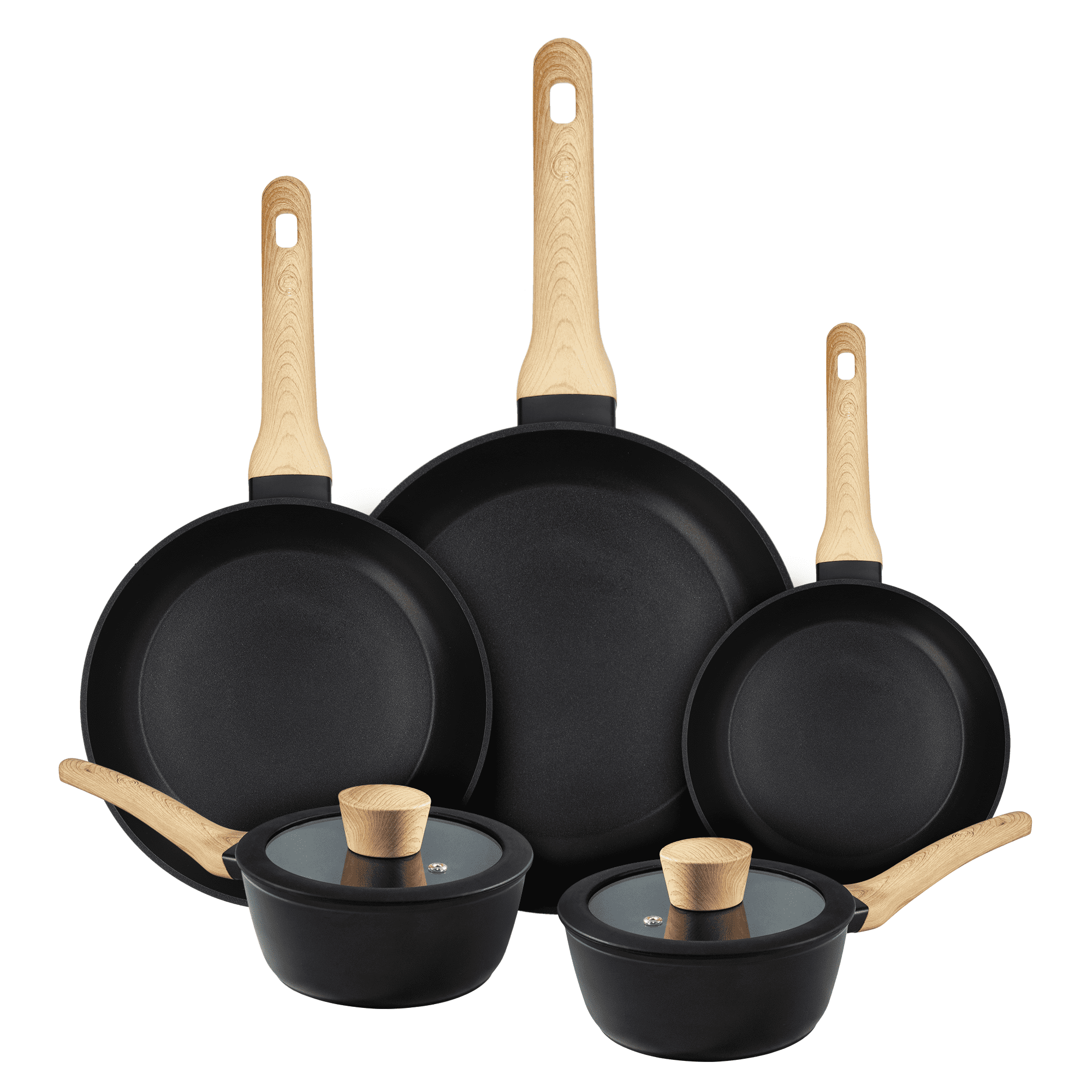 MasterChef 7 Piece Cookware Set. 2 Sauce Pans with 2 Lids and 3 Frying Pans