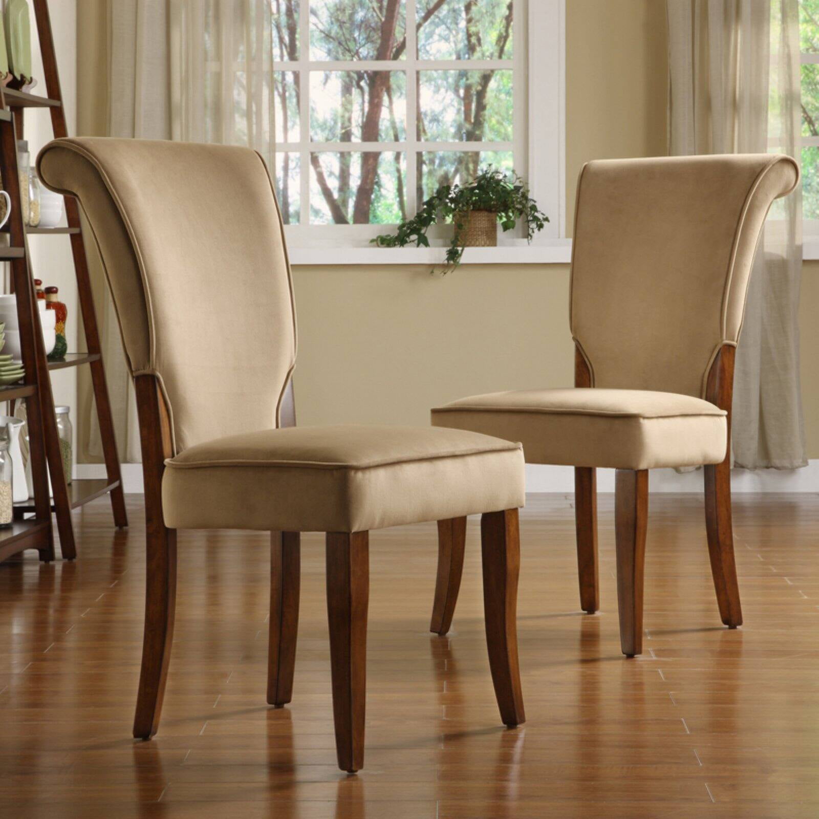 Weston Home Alamosa Velvet Parson Chairs - Set of 2. Peat