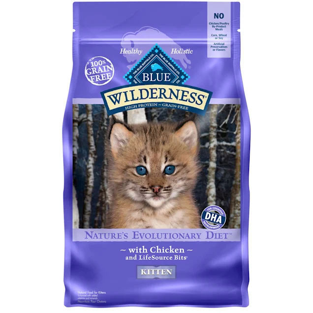Blue Buffalo Wilderness High Protein Grain Free. Natural Kitten Dry Cat Food. Chicken - 5 Pound (Pack of 1)