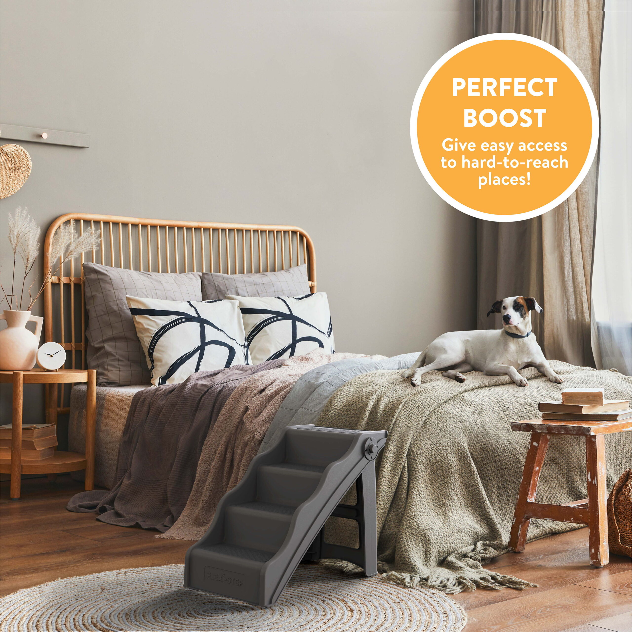 Tail Waggers Flexi-Step. Foldable Pet Steps with 4-Step Design and Non-Slip Treads