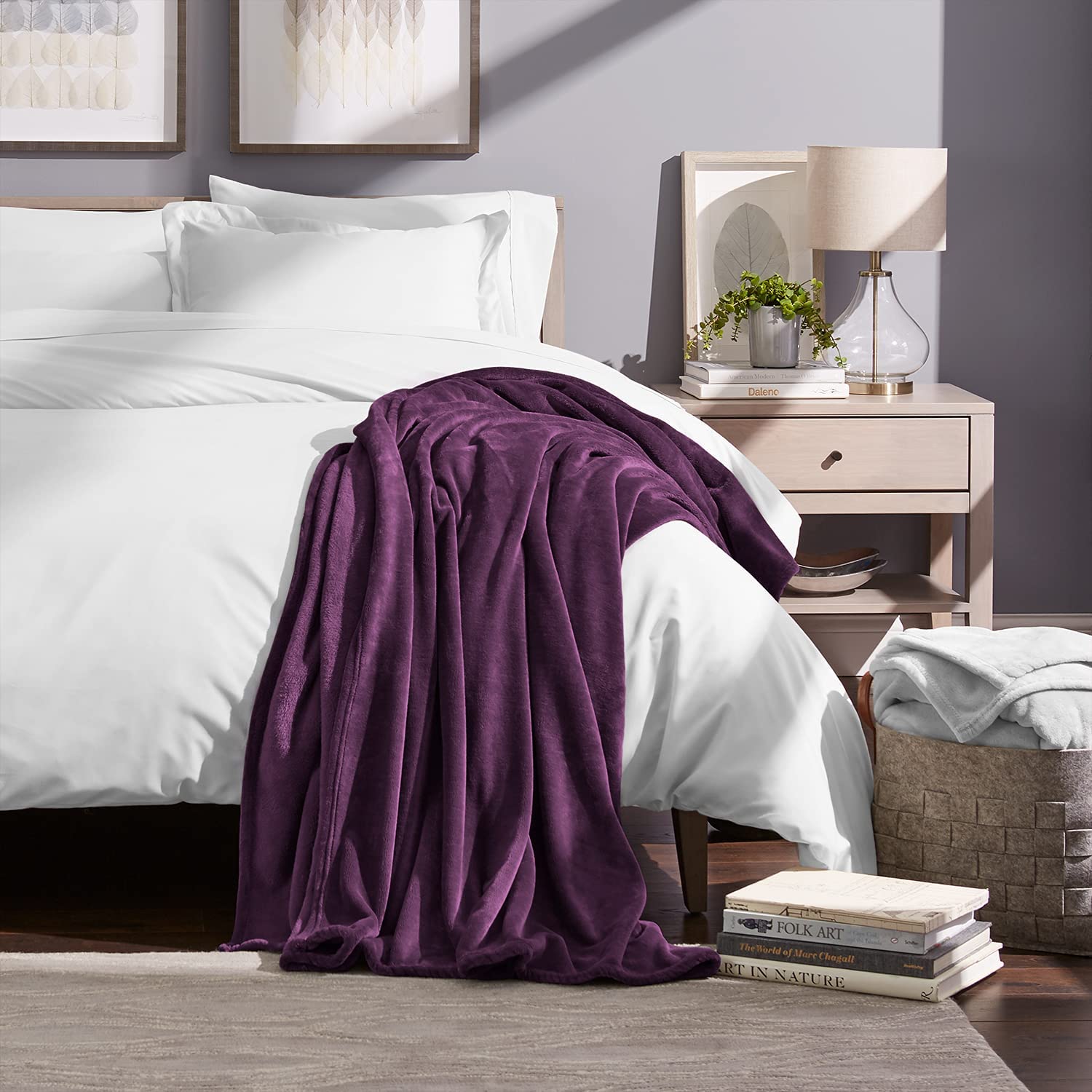 Bare Home Ultra Soft Microplush Velvet Blanket. (Twin/Twin XL. Plum)