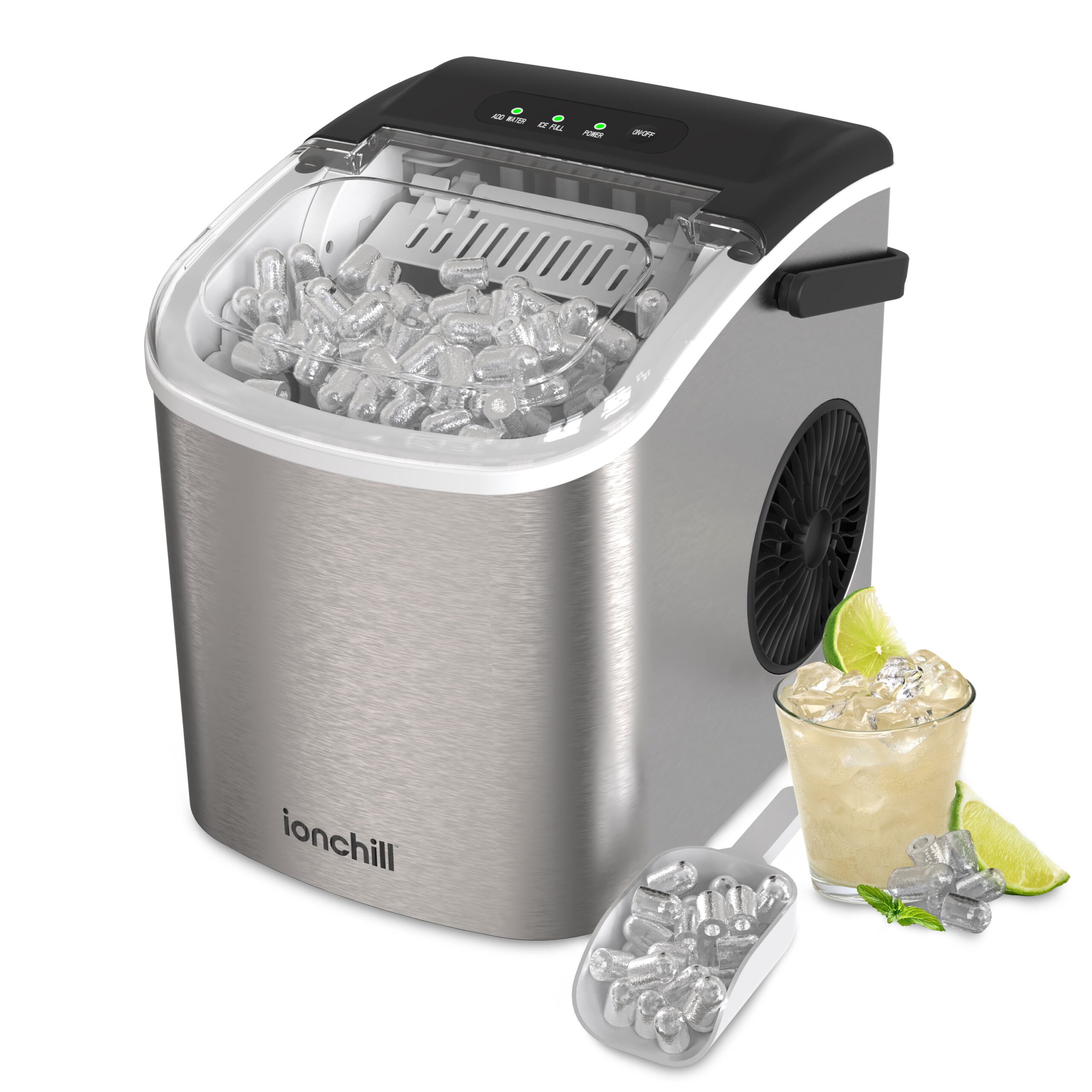 Ionchill Quick Cube Ice Machine. 26lbs/24hrs Portable Countertop Bullet Ice Maker