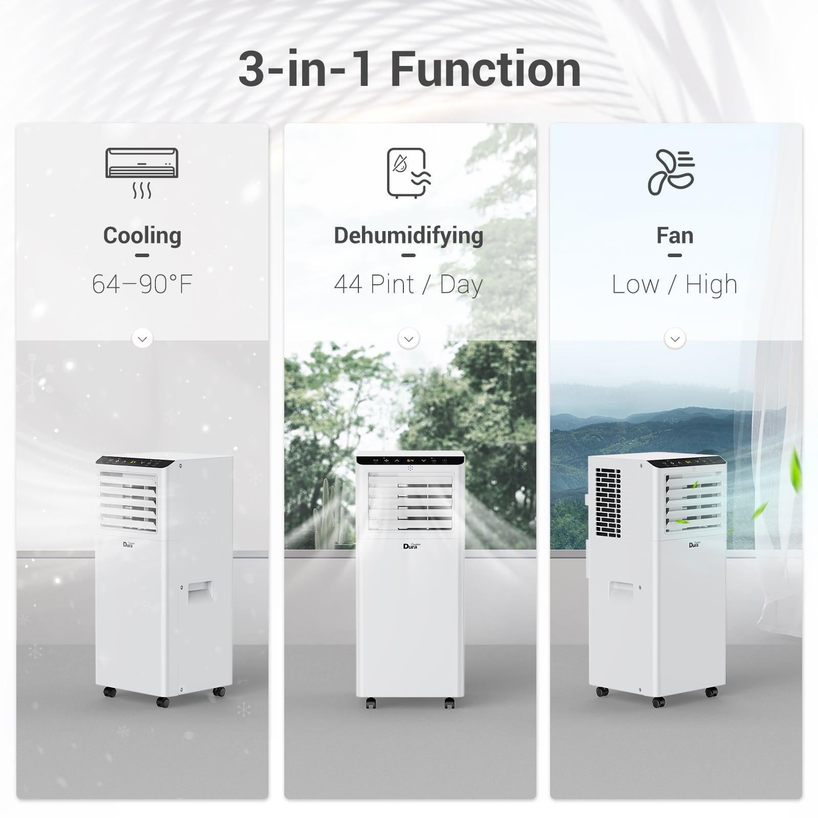 DuraComfort 8.000 BTU ASHRAE Portable Air Conditioner. 3-in-1 AC Unit. Cool. Dehumidifier & Fan. for Room up to 200 Sq.Ft 4900 BTU SACC