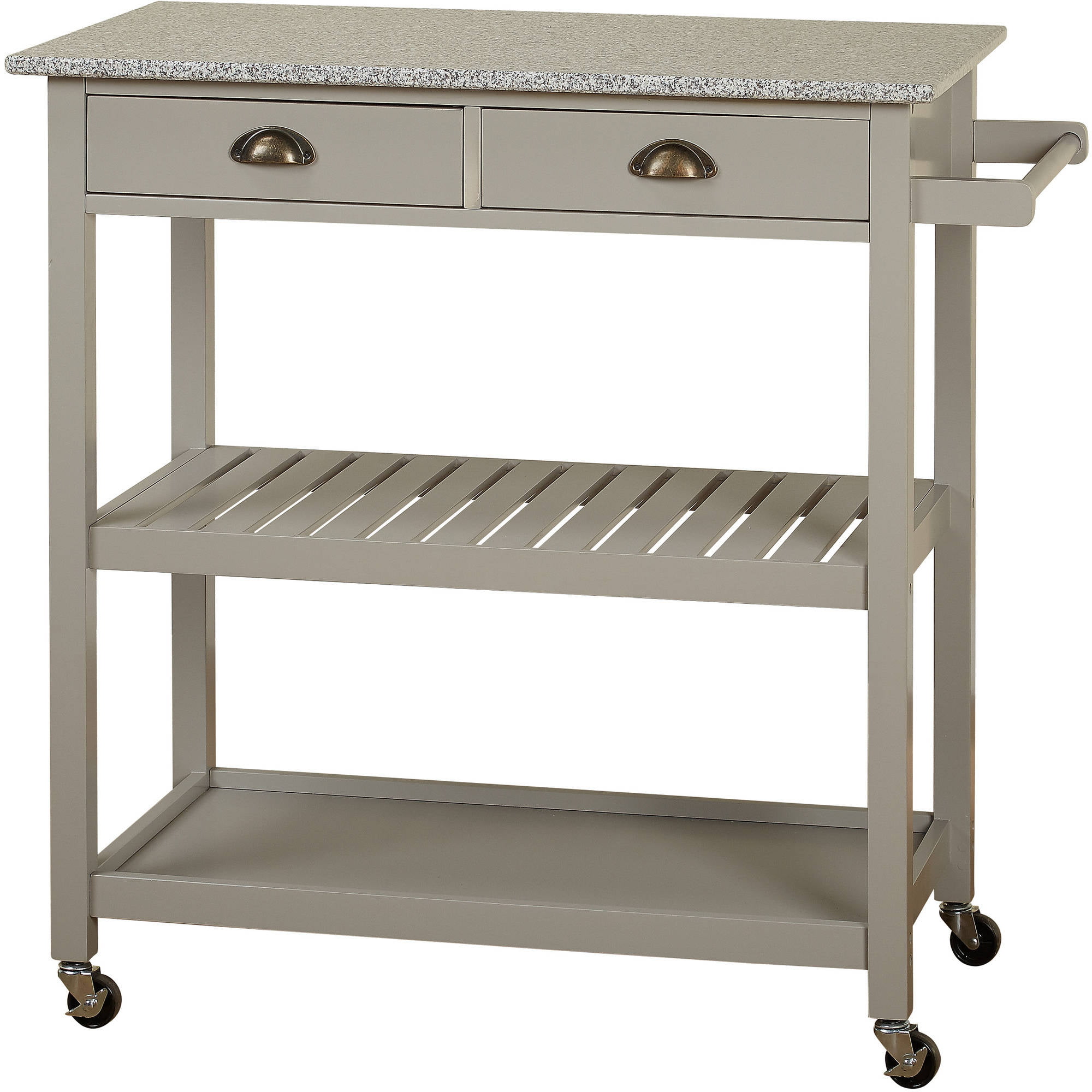TMS Oregon Granite Top Kitchen Cart. Gray