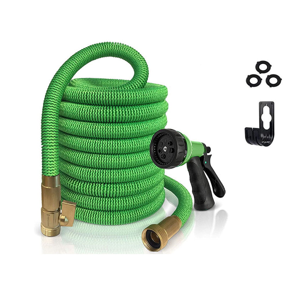 CozyBox 50ft Water Hose - Upgraded Leakproof Lightweight No-Kink Garden Hose. Flexible Expanding Water Hose with Triple Layered Latex Core. Bag and Holder (Green)
