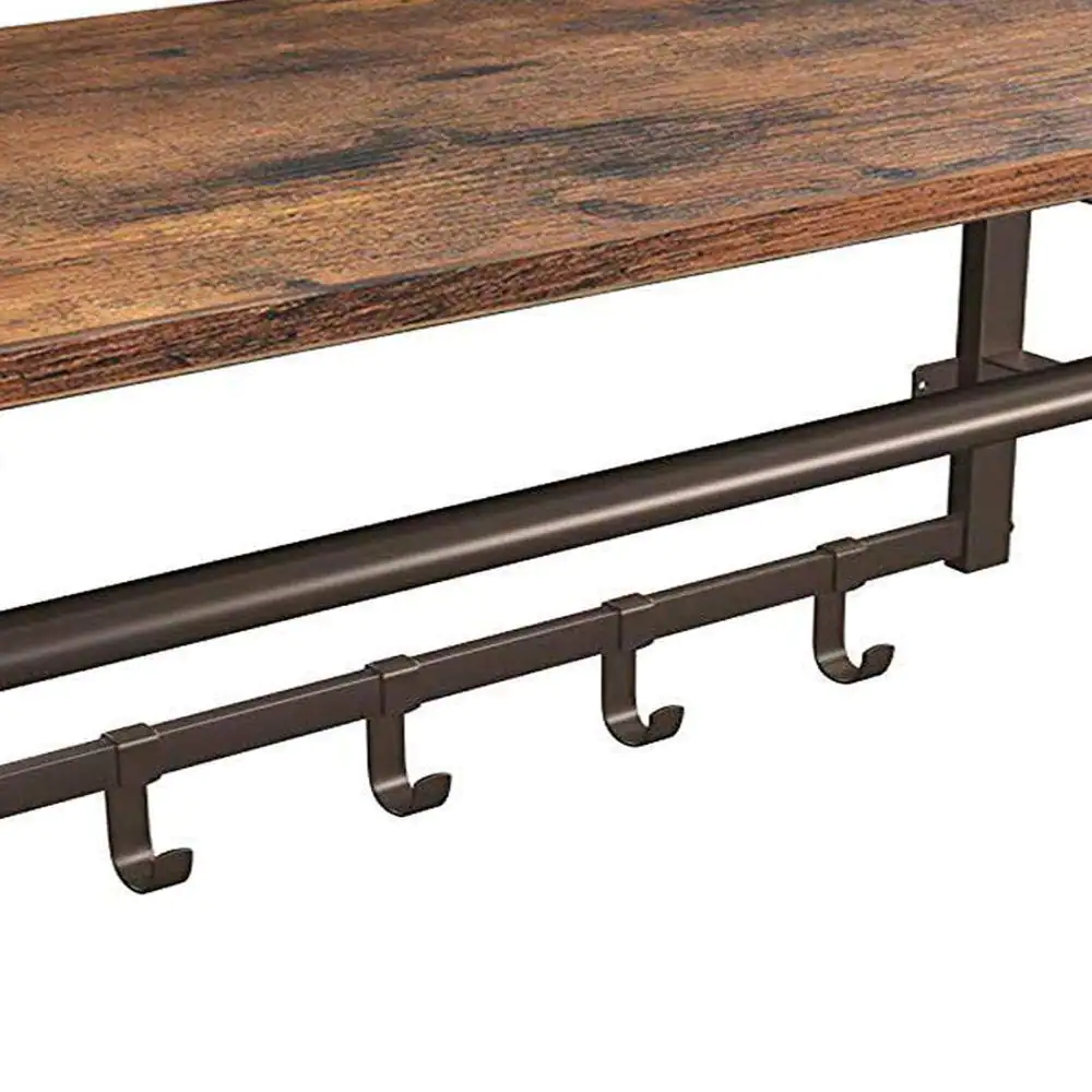 Benjara Brown and Black Metal Framed Wall Mounted Coat Rack